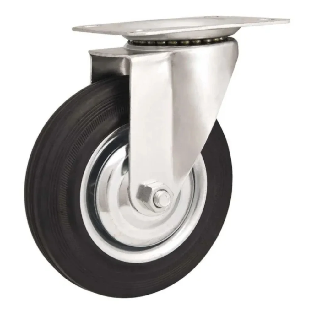 Rodízio Giratório 6" Roda de Borracha Preta 130Kg - Vonder