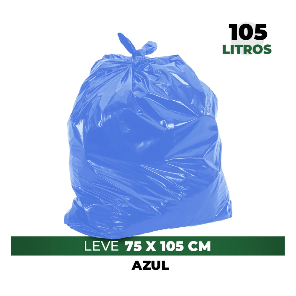 Saco de Lixo 105 Litros Azul Leve pacote 100 Peças - Marcplast