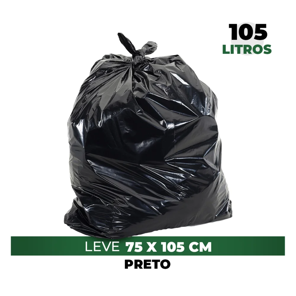 Saco de Lixo 105 Litros Preto Leve pacote 100 Peças - Marcplast