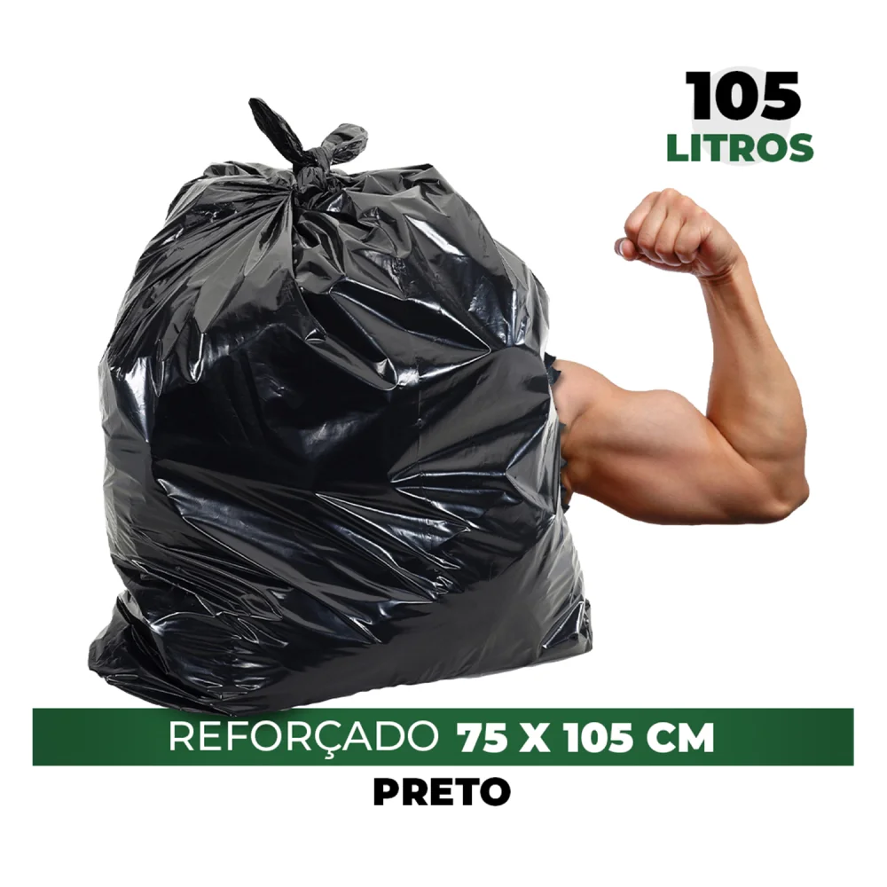 Saco de Lixo 105 Litros Preto Reforçado pacote 100 Peças - Marcplast
