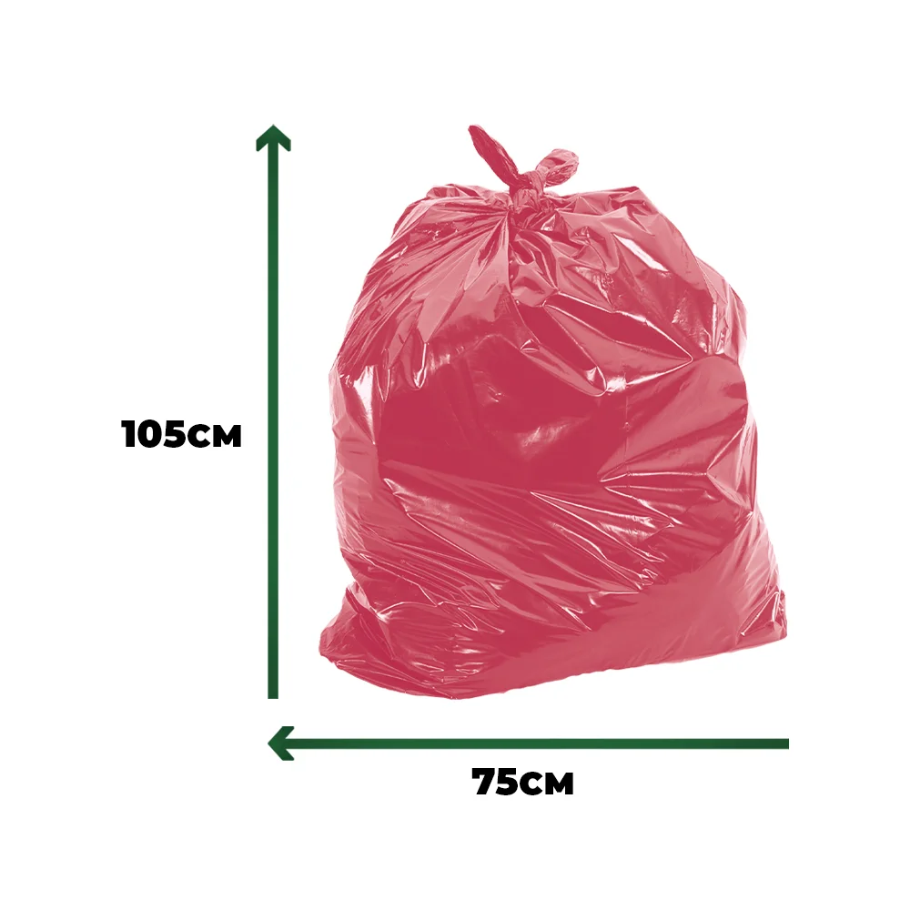 Saco de Lixo 105 Litros Vermelho Leve pacote 100 Peças - Marcplast