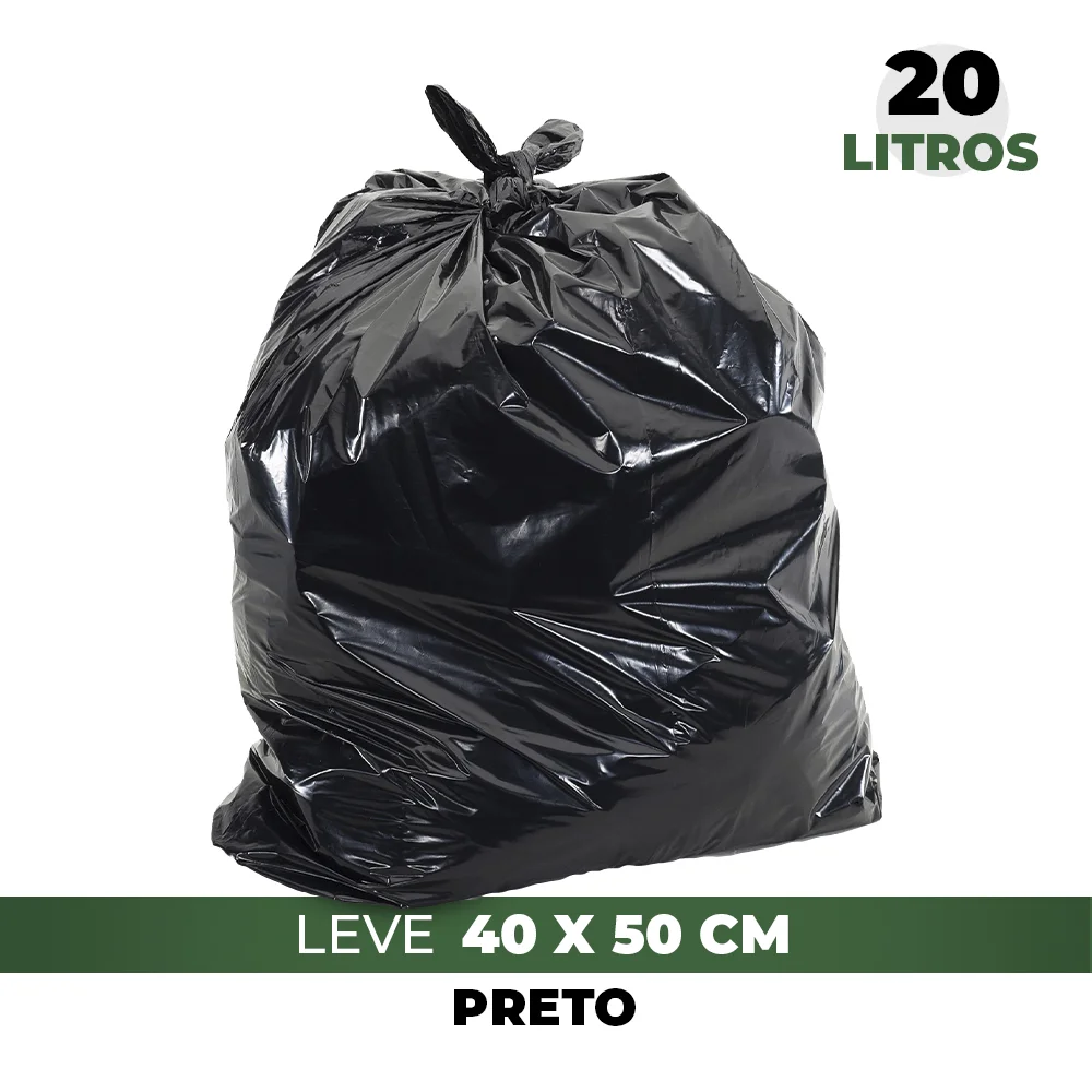 Saco de Lixo 20 Litros Preto Leve pacote 100 Peças - Marcplast