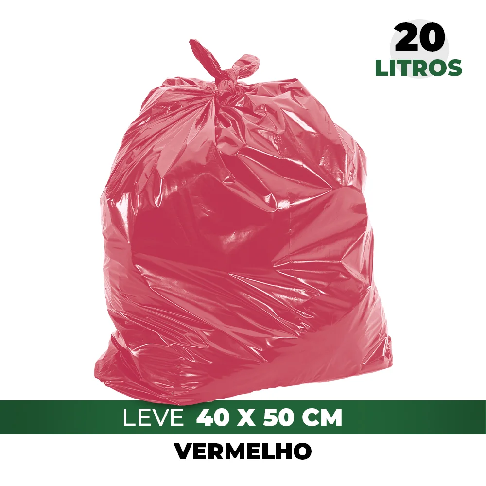 Saco de Lixo 20 Litros Vermelho Leve pacote 100 Peças - Marcplast