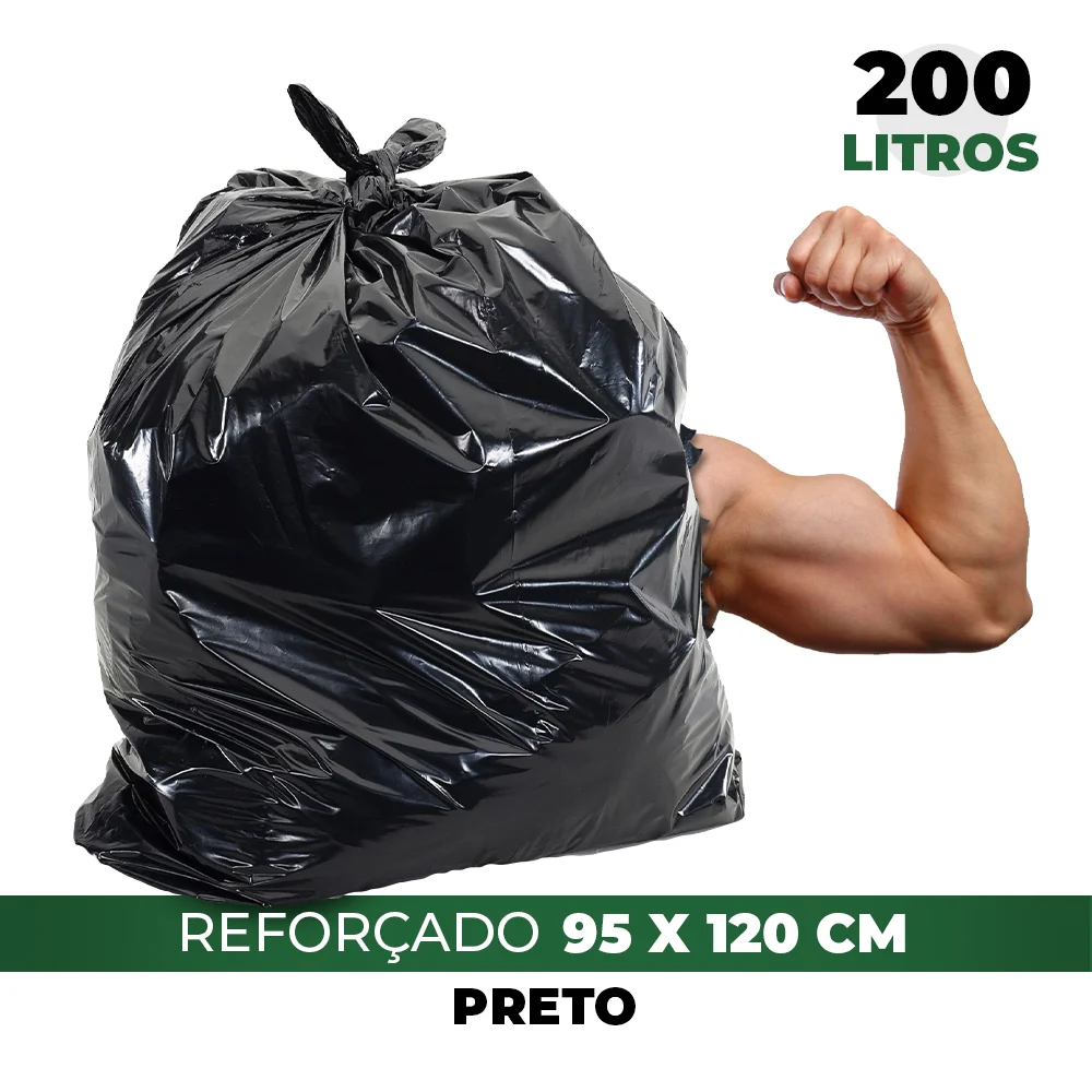 Saco de Lixo 200 Litros Preto Reforçado pacote 5 kg - Marcplast