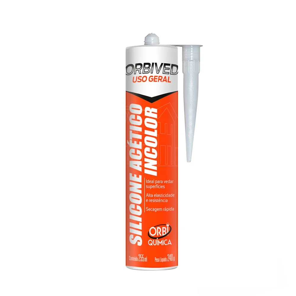 Silicone Acético Incolor uso Geral 240 gramas - Orbi