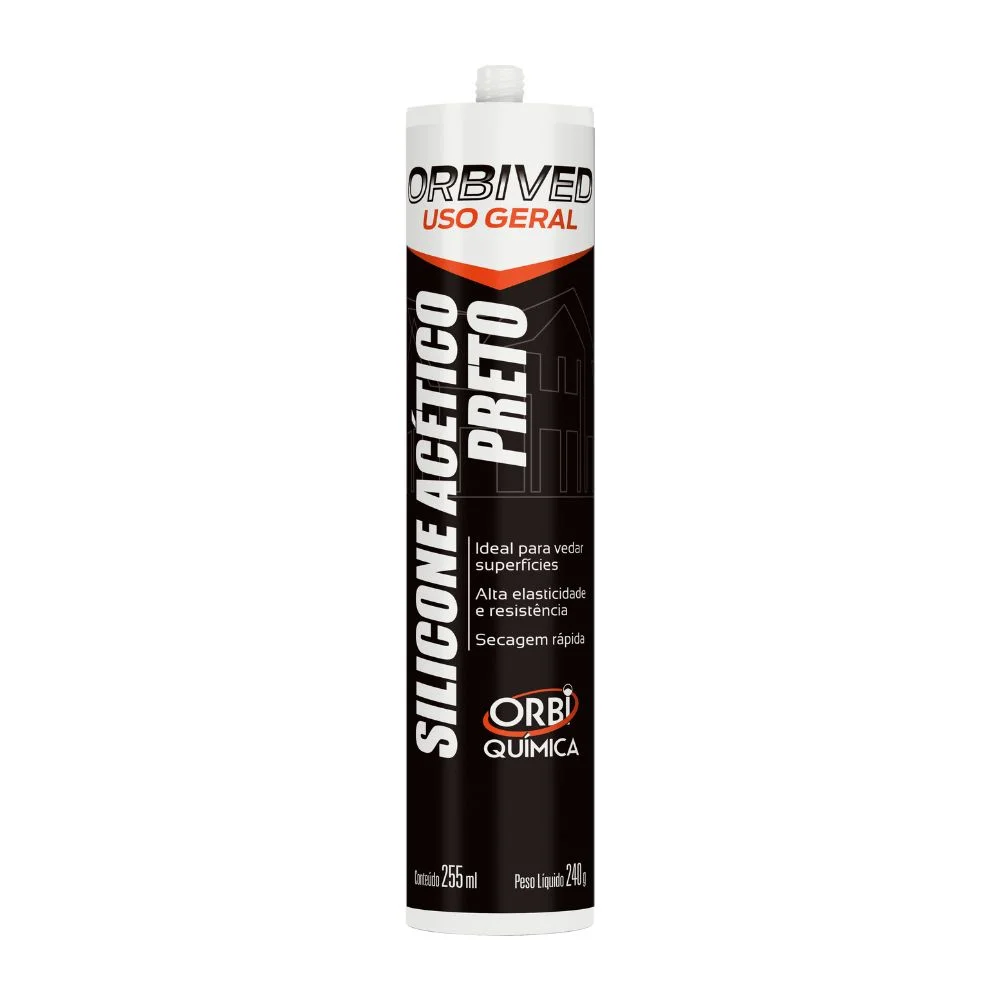 Silicone Acético para Uso Geral Preto 250 gramas - Orbi