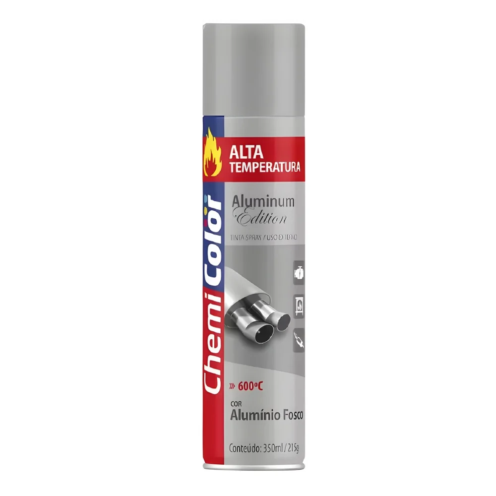 Tinta Spray Alta Temp Alumínio Fosco 350 ml - Chemicolor