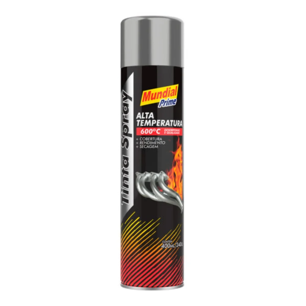 Tinta Spray Alta Temperatura Alumínio Fosco 400ml AE01000098 - Mundial