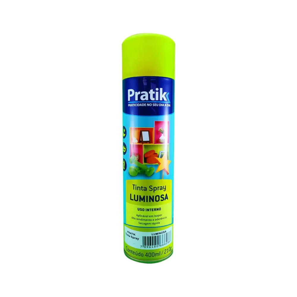 Tinta Spray Fluorescente Amarelo 400 ml - Pratik