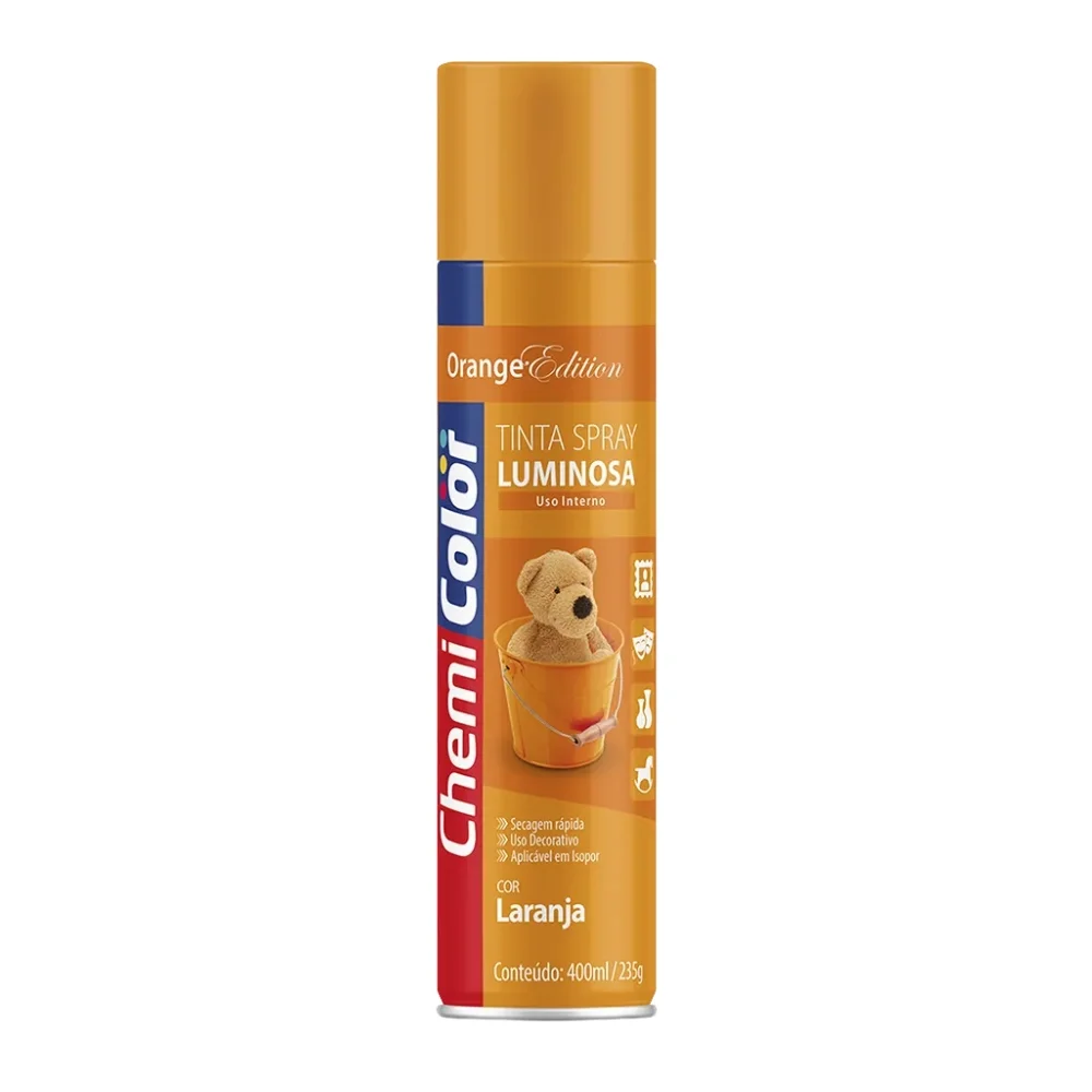 Tinta Spray Laranja Fluorescente 400 ml - Chemicolor