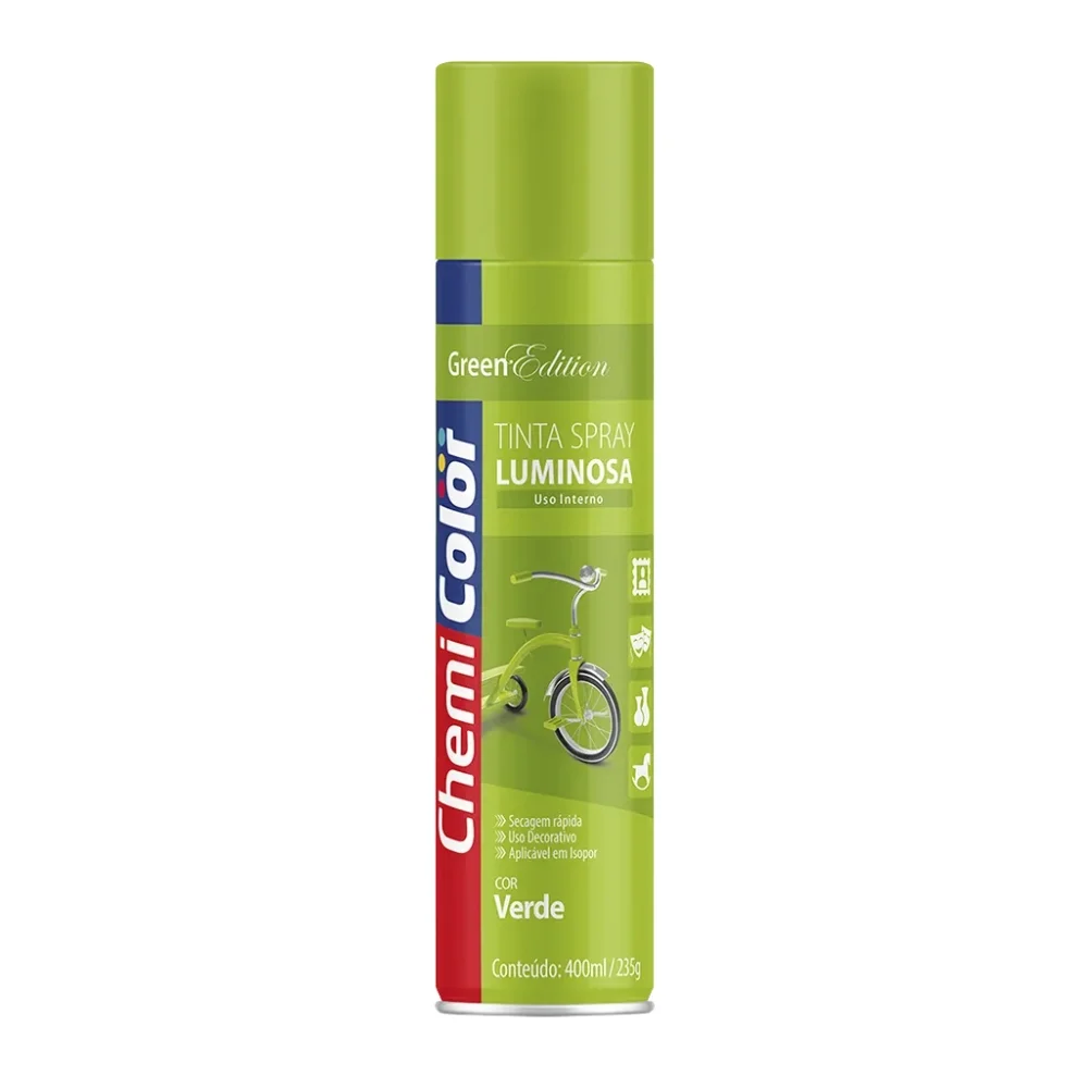 Tinta Spray Fluorescente Verde 400 ml - Chemicolor