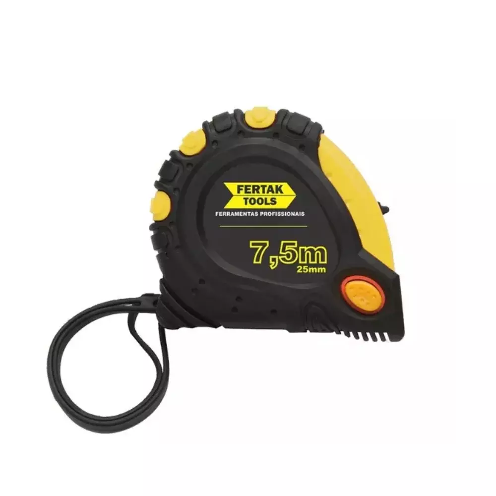 Trena com Fita de Aço 7,5m x 25mm Emborrachado 8011 - Fertak