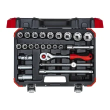 Jogo de Ferramentas e Soquetes Sextavado 10-32 mm Enc. 1/2" com 24 Pçs - Gedore Red