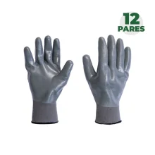 Combo Luva Multitato Nitrílica Cinza com 12 Pares - Super Safety