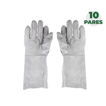 Combo Luva de Raspa Reforçada Cano Longo 15 cm com 10 Pares - Luveq