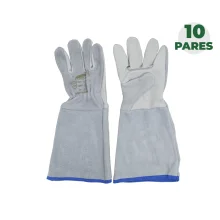 Combo Luva Mista Vaqueta/Raspa Cano Longo 20 cm com 10 Pares - Luveq