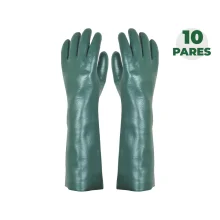 Combo Luva de PVC Forrada Palma Áspera 45 cm com 10 Pares - Plastcor