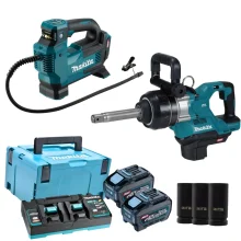 Chave Impacto, Compressor 2Bat Carreg Maleta e Jg Soq Impacto - Makita