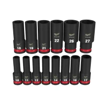 Jogo de Soquete Imp 10 à 27 mm Sext Longo Enc 1/2" 14 Pçs - Mulwaukee