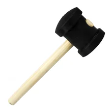 Martelo de Borracha Preto com Cabo de Madeira 80mm - Nove54