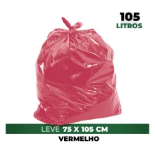 Saco de Lixo 105 Litros Vermelho Leve pacote 100 Peças - Marcplast