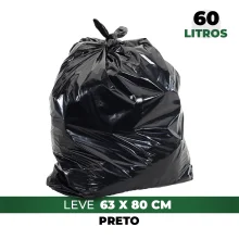 Saco de Lixo 60 Litros Preto Leve pacote 100 Peças - Marcplast