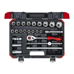 Jogo de Ferramentas e Soquetes Sextavado 10-32 mm Enc. 1/2" com 24 Pçs - Gedore Red