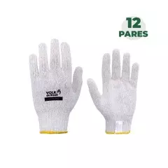 Combo Luva de Algodão 4 Fios Branca com 12 Pares - Volk