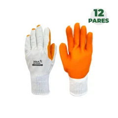 Combo Luva Tricotada Laranja Slim Tamanho G com 12 Pares - Volk