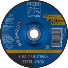 Disco de Desbaste 7" x 1/4" x 7/8" PSF STEELOX E 180-7 Pferd