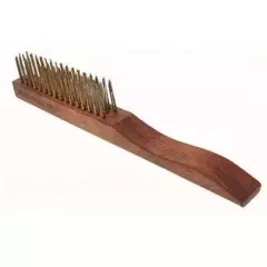 Escova Manual de Aço Latão 1777/3 Cabo Madeira - Inebras