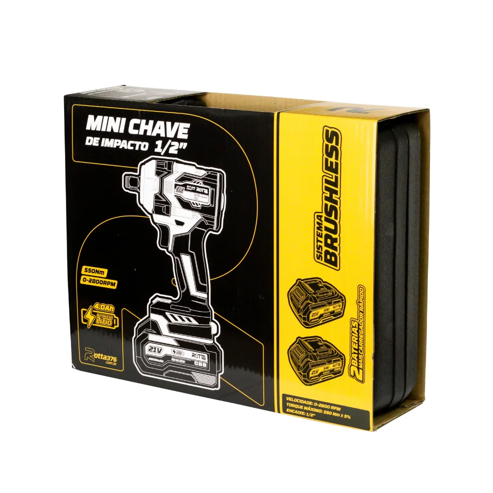 Chave de Impacto 1/2 pol 550nm com Bateria 21v - Rotta-376