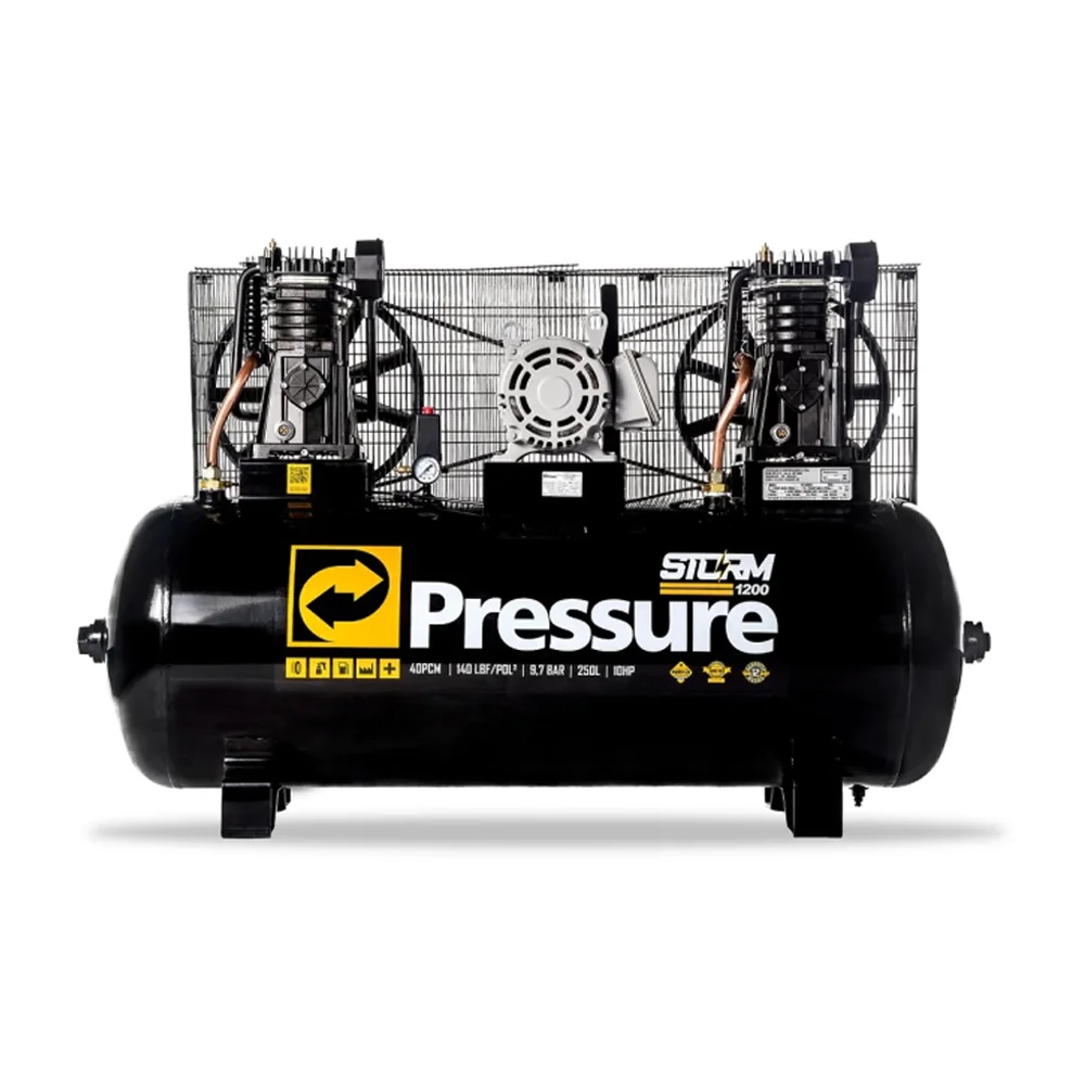 Compressor De Ar 40PCM 250 Litros 140PSI 10CV Trifásico 220/380V -  Pressure Storm 1200