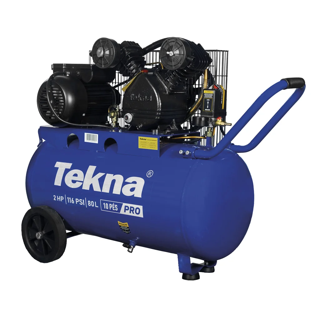 Compressor de ar 10Pcm 2HP 8Bar 80 Litros - Tekna-1011102