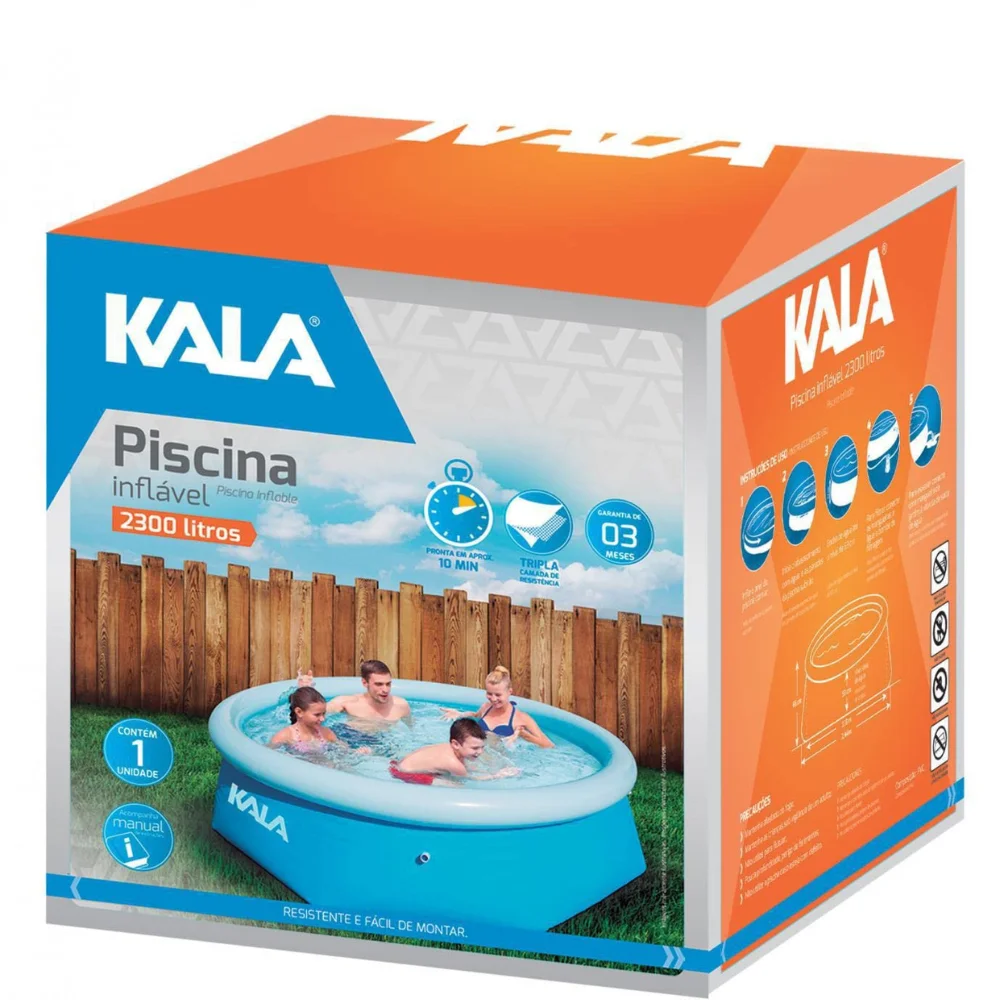 Piscina Inflável com Borda Redonda 244x66cm 2300L - Kala-216780