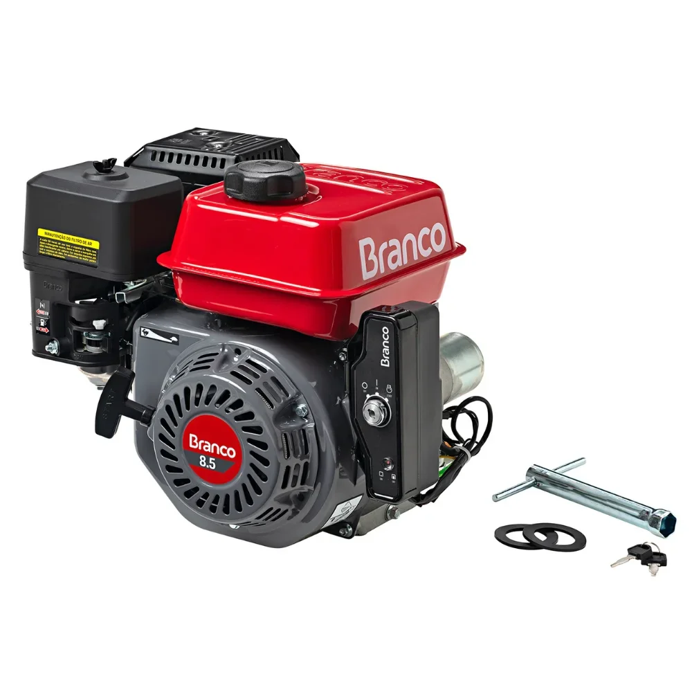 Motor 8.5HP a Gasolina Refrigerado a Ar 4 Tempos Partida Elétrica- Branco-B4T-8.5