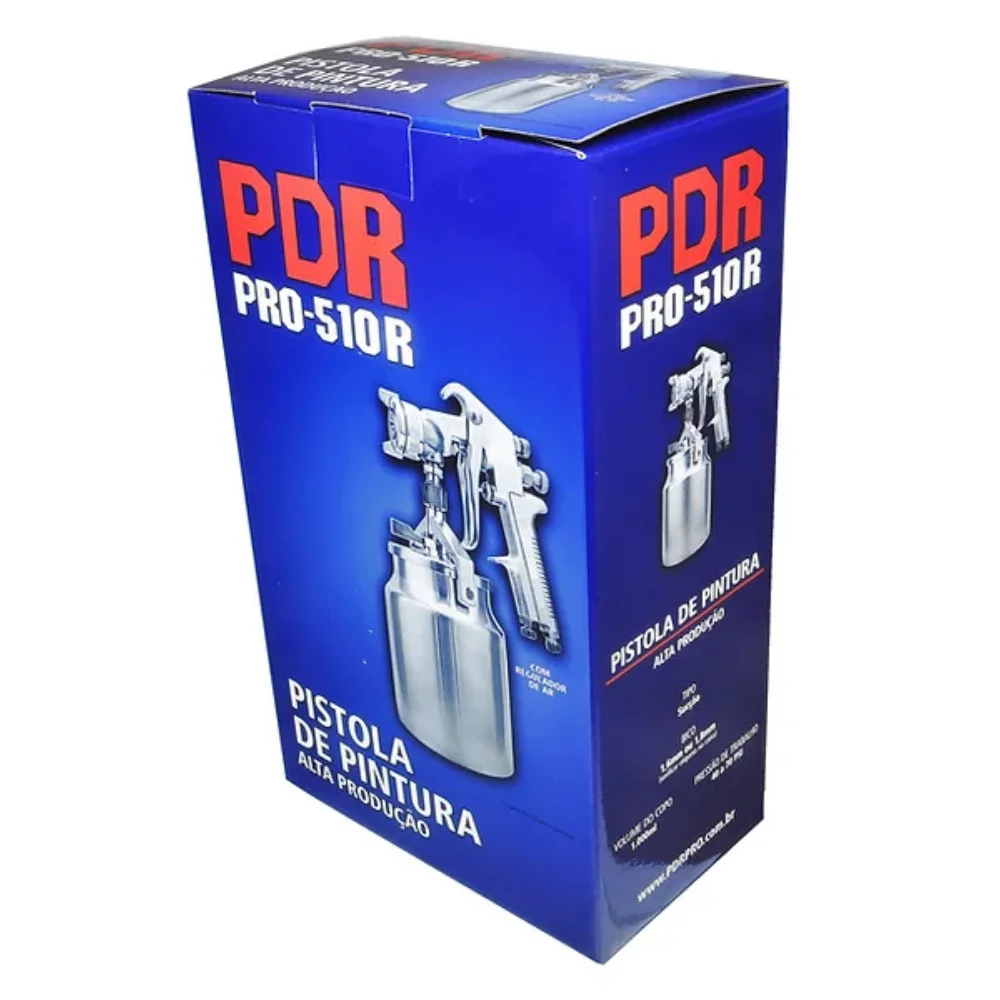Pistola de Pintura Sucção com Regulador de Bico 1,6mm - PDR-PRO-510R