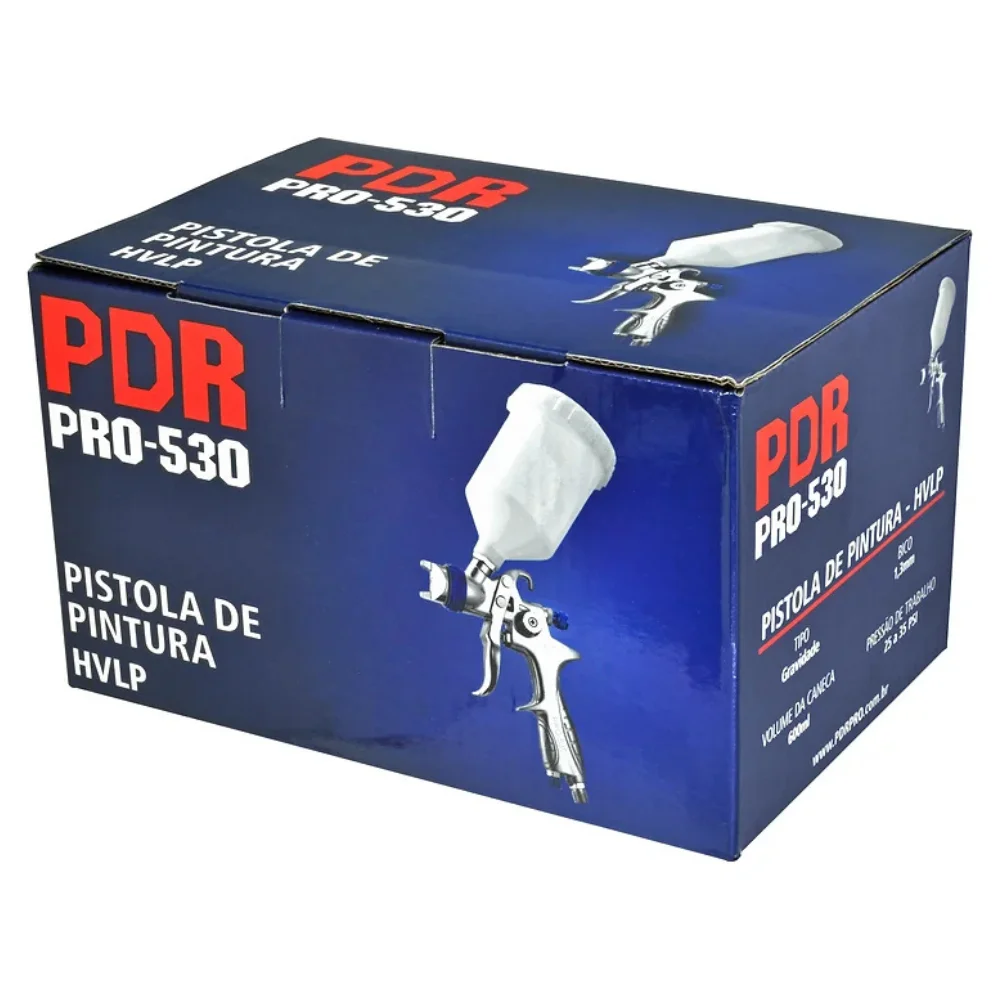 Pistola de Pintura Gravidade HVLP Bico 1,3mm 600ml - PDR-PRO530