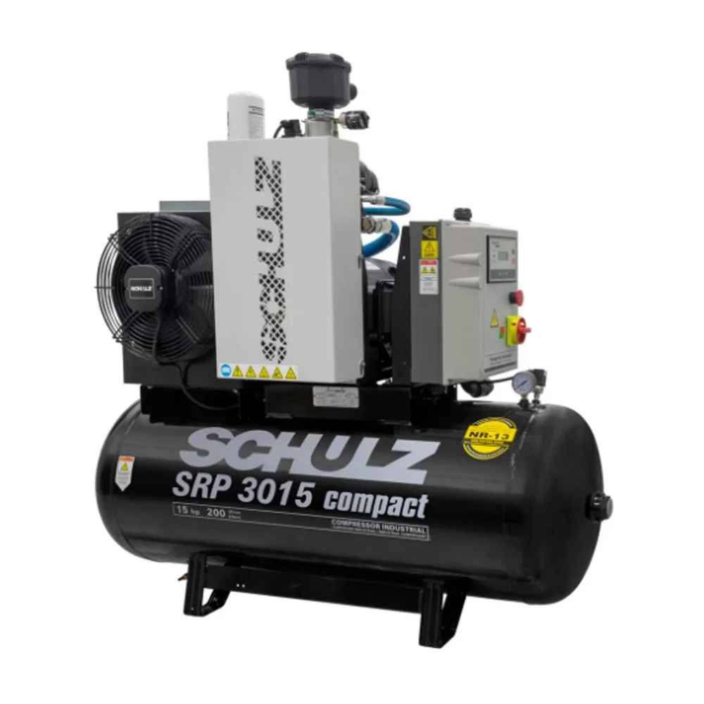 Compressor de Ar Rotativo de Parafuso SRP 3015 Compact III 15HP 7,5Bar 200L 220V Trifásico - SCHULZ-970.3892-0