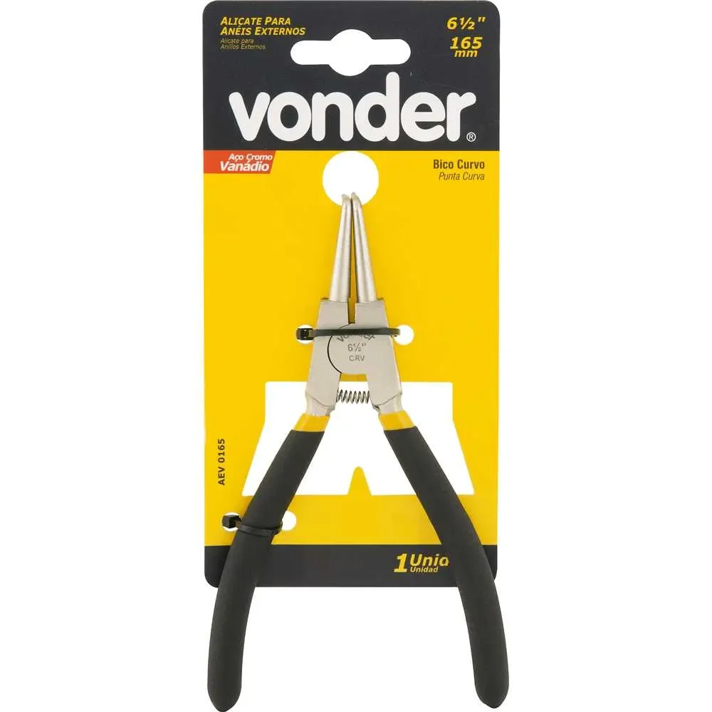 Alicate para Anéis Externos Bico Curvo 6 1/2" – Vonder-36.62.165.000