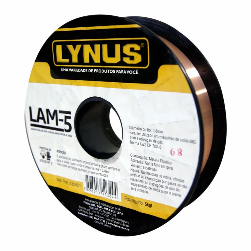 Arame Solda MIG AWS 5KG 0,8M ER70S-6 - LYNUS - LAM-5 - 00013246.1