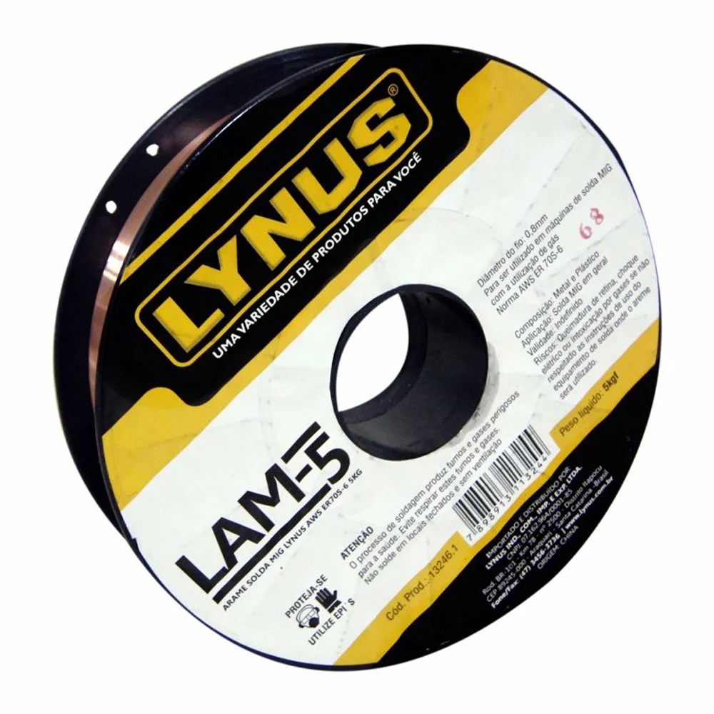 Arame Solda MIG AWS 5KG 0,8M ER70S-6 - LYNUS - LAM-5 - 00013246.1