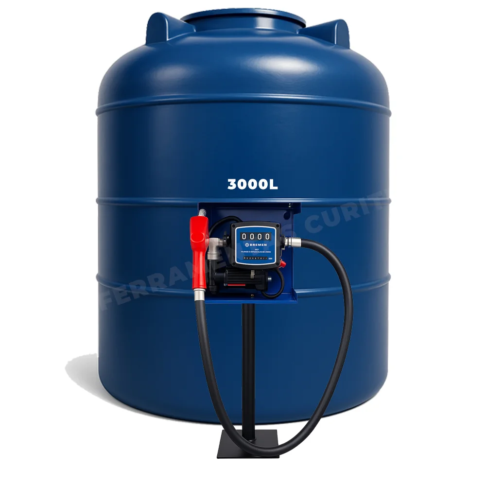Bomba de Abastecimento de Diesel 220V,  Vazão 60 L/Min, 4M de Mangueira, Bico e Reservatório 3000 Litros  -  8830