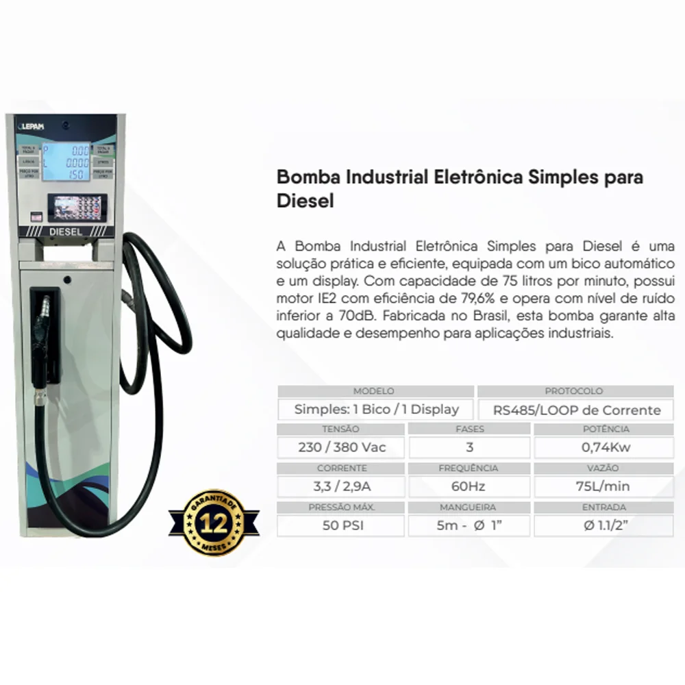 Bomba Industrial Eletrônica para Combustível Simples 1 e 1 Display LBB-I111 - Mapel