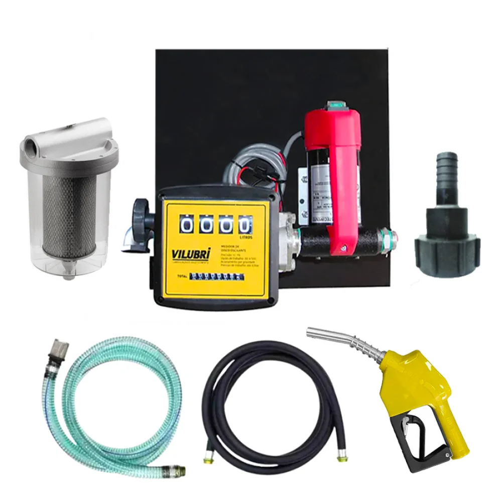 Kit Bomba de Abastecimento Diesel 40LPM 12V C/ Filtro Bico Automático e Adaptador - Vilubri