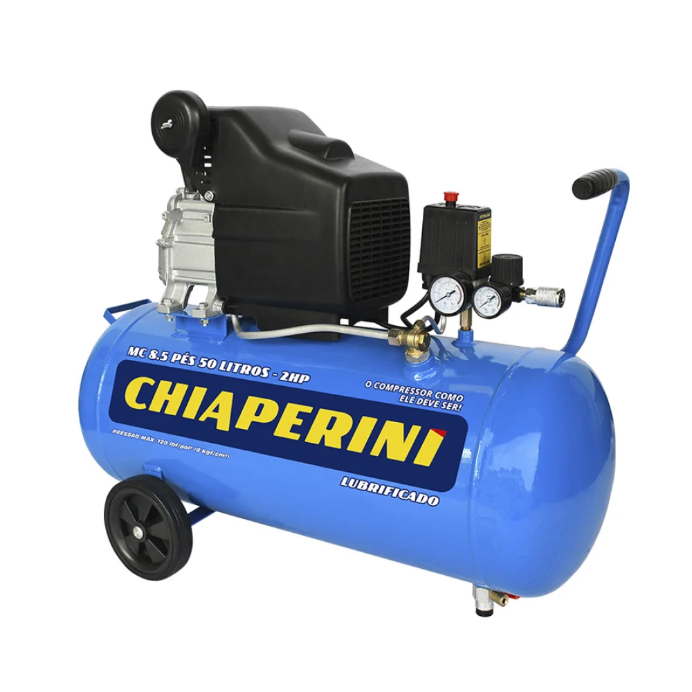 Motocompressor de Ar 8,5 Pcm 50L 120PSI Mono 127V Azul - Chiaperini-MC 8.5/50