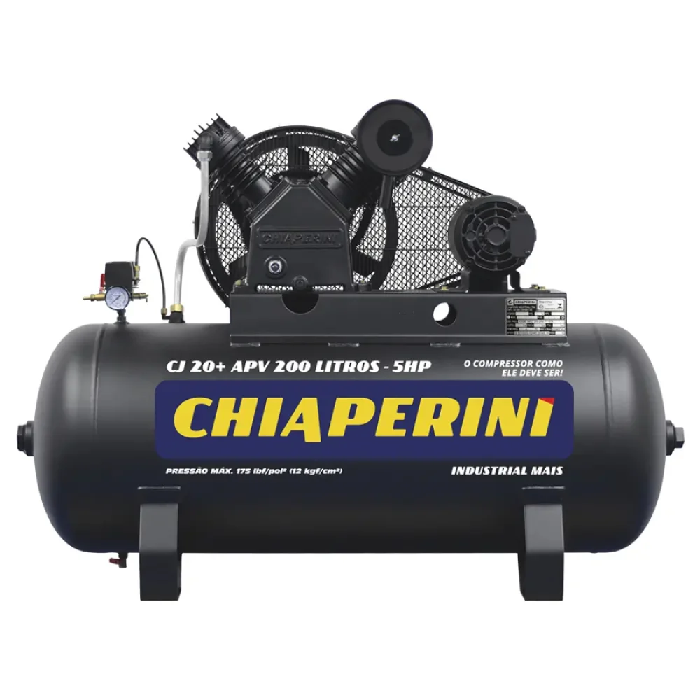 Compressor de ar 20 pcm 175PSI 200 litros Monofásico 220V – Chiaperini-00687