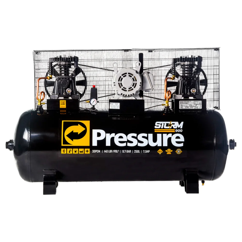 Compressor de Ar 30 Pcm 250 Litros 220/380V Trifásico 140PSI - Pressure-Storm900