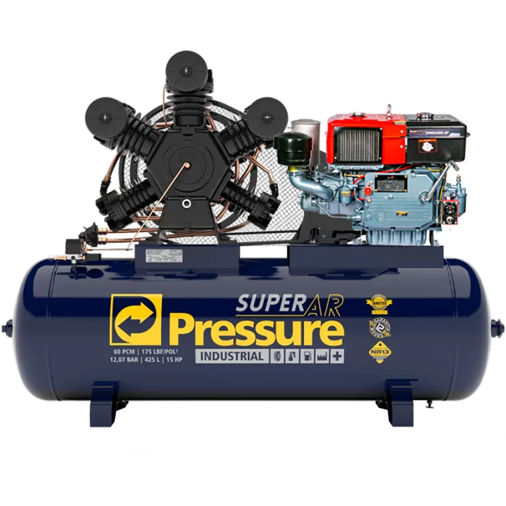 Compressor de ar 60 Pcm à Diesel 24HP Partida Elétrica - Pressure-89687