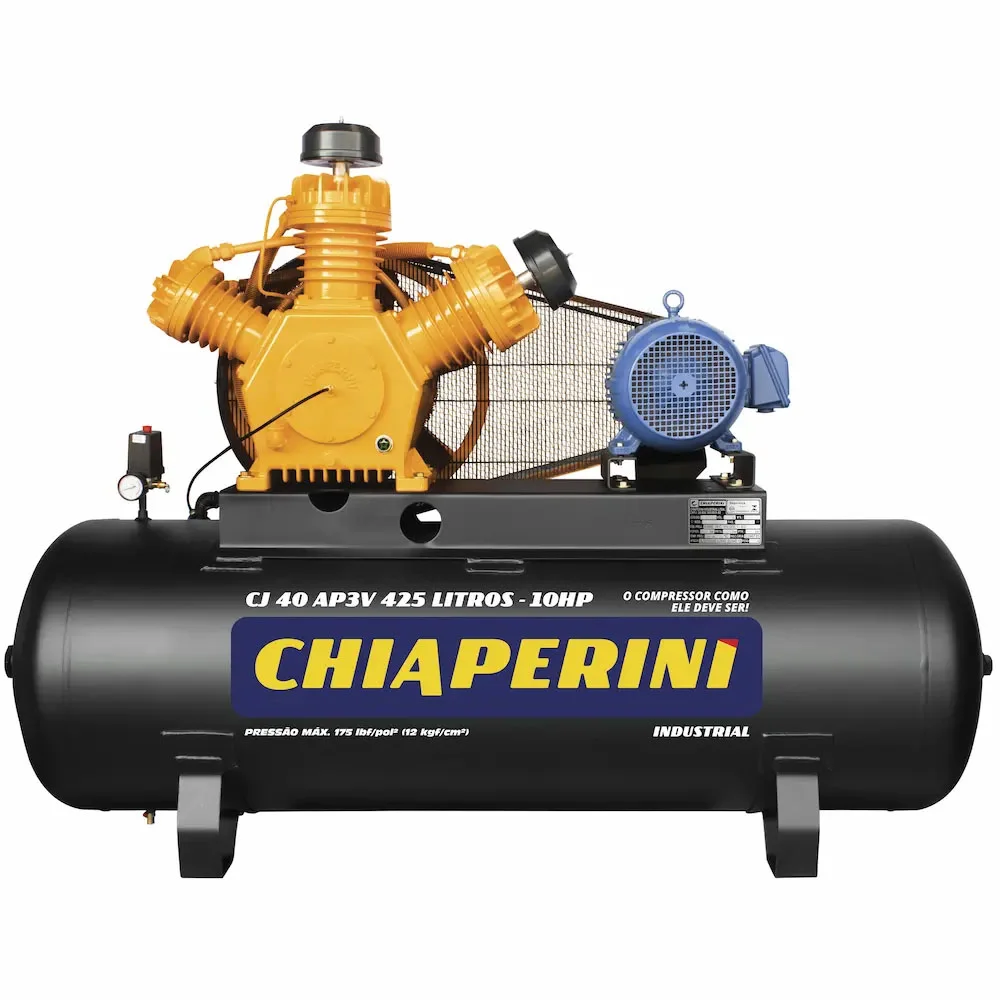 Compressor de ar Alta Pressão 40 pcm 425 Litros Trifásico – Chiaperini CJ 40 AP3V 425L